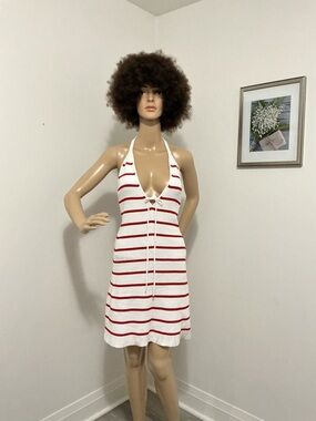 wild fable White and Red Halter Stripe Swim Coverup